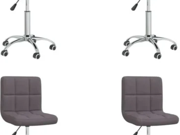 Vidaxl Emaga Obrotowe Krzesła Stołowe, 6 Szt., Ciemnoszare, Obite Tkaniną 356988